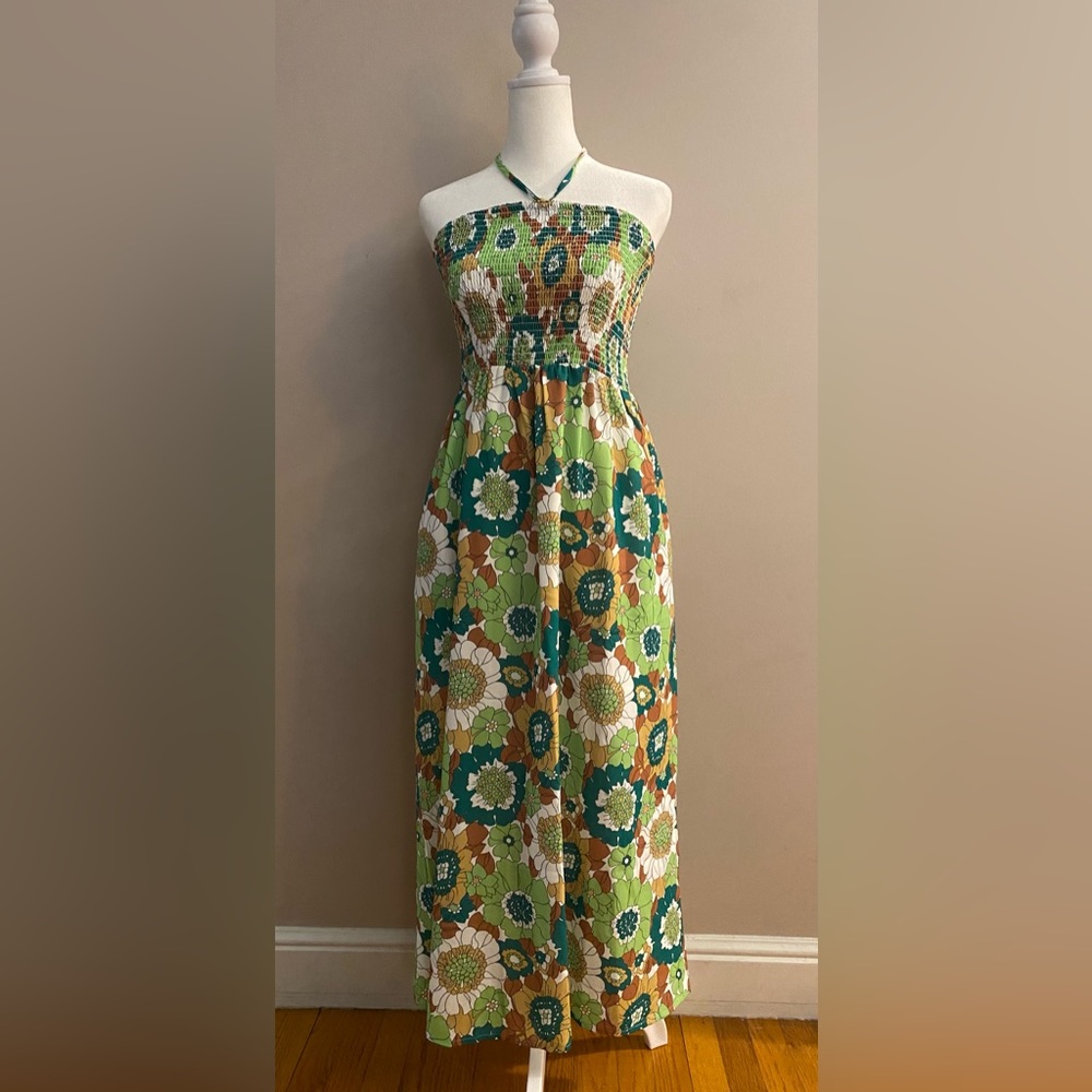 Grace Karin Boho Smocked Retro Floral Maci Dress